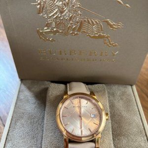 Burberry Women's Beige Leather Strap Watch